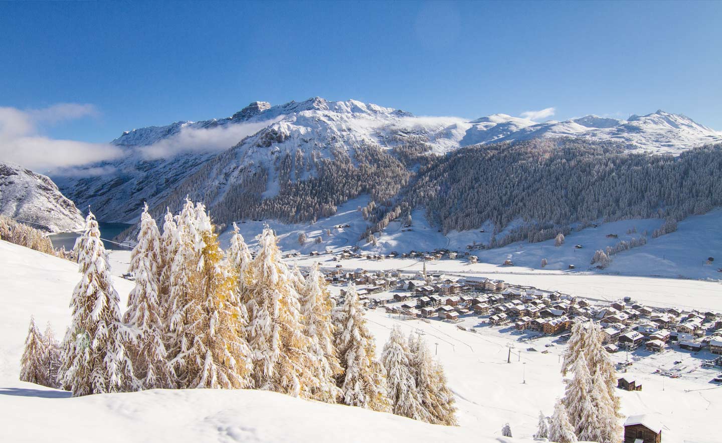 Snowy landscape amidst the mountains of Livigno