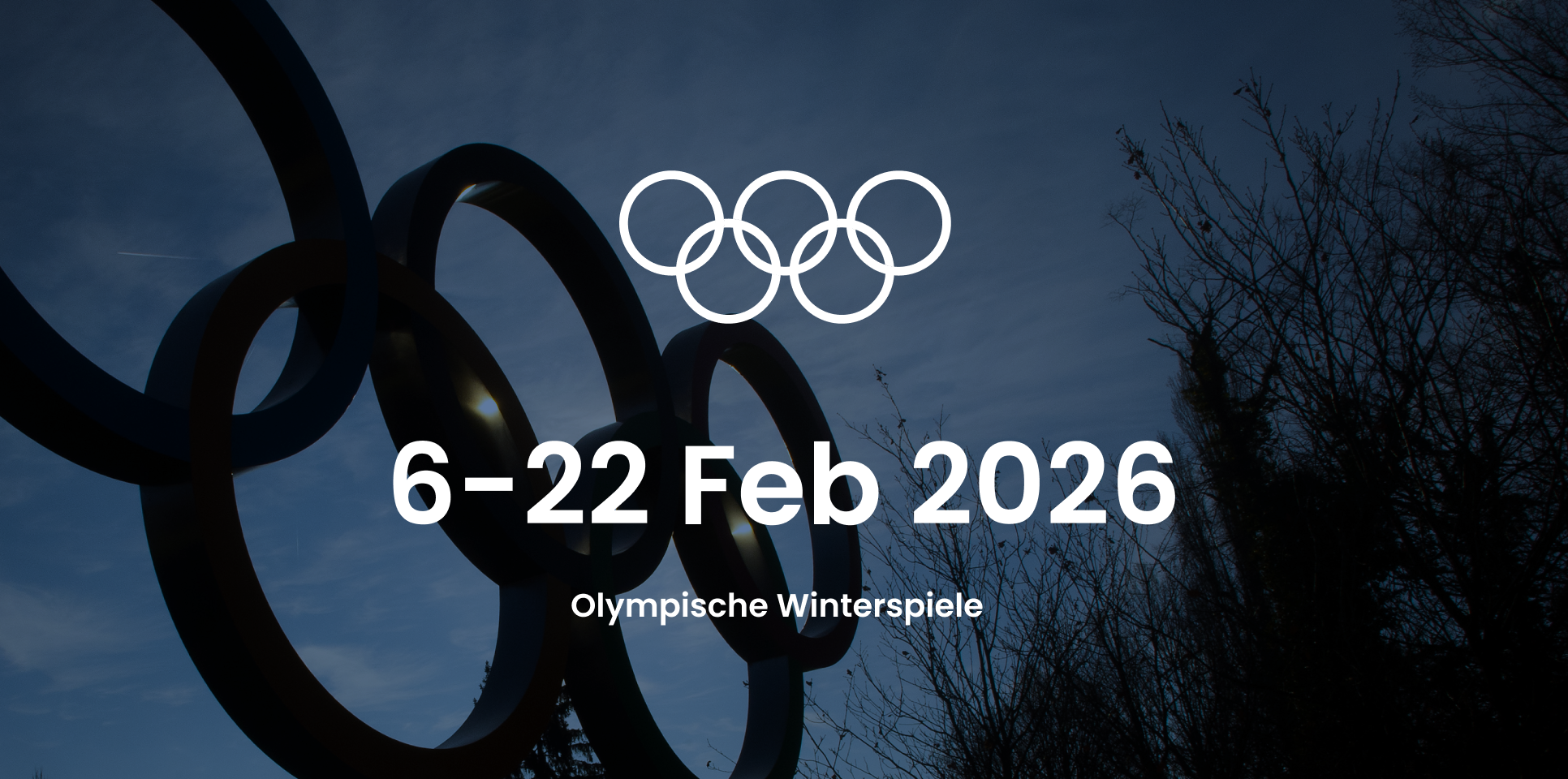 Bild mit den Daten für den Beginn und das Ende der Olympischen Winterspiele: 6-22 Februar 2026