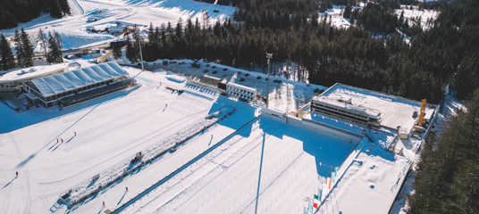 Aerial view of the Anterselva Biathlon Arena