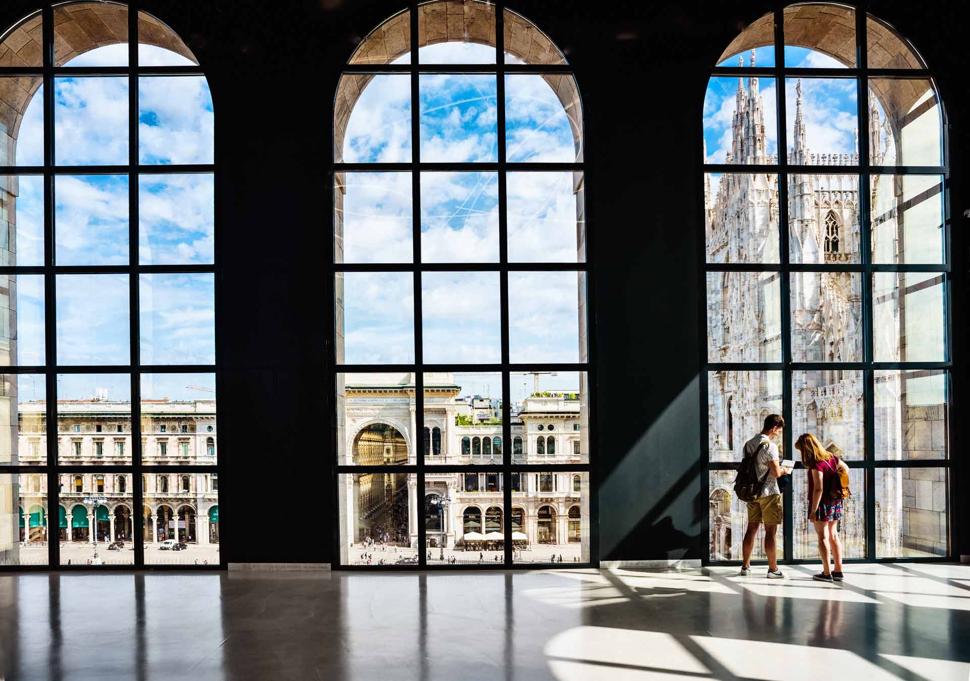 View of an important square in Milano from inside a building