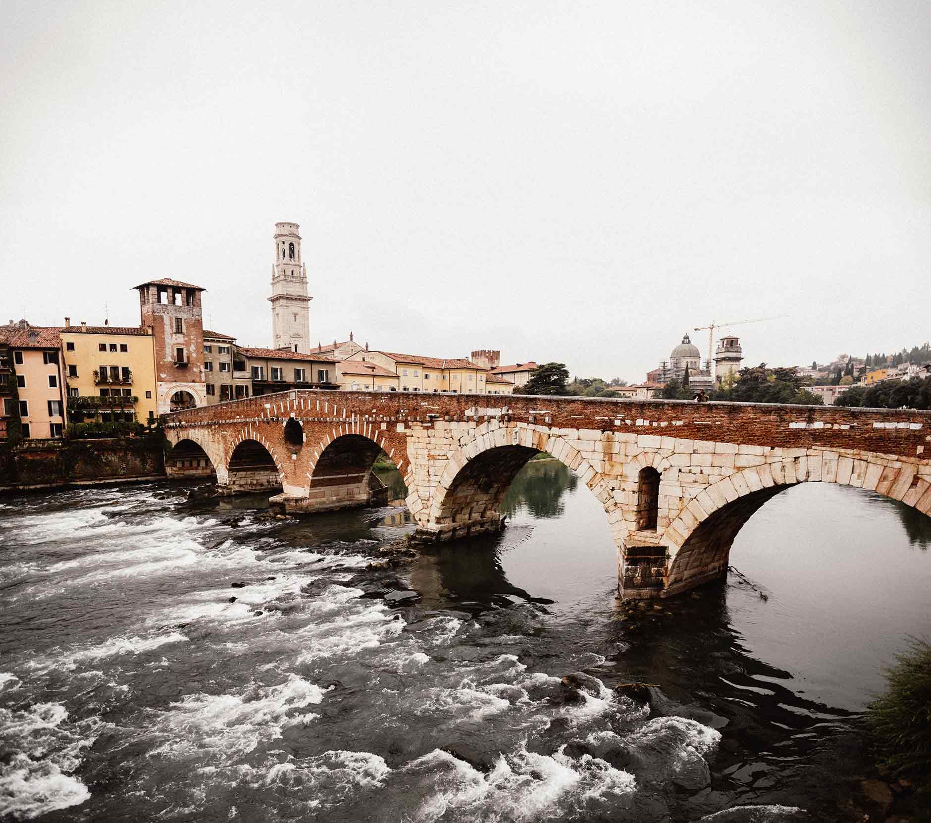 View of a bridge over the Adige River in Verona
