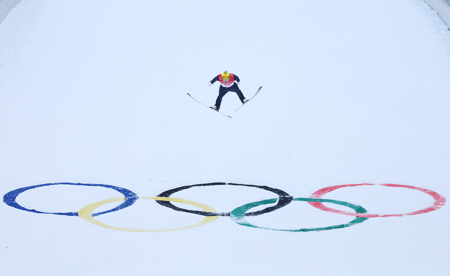 ZHANGJIAKOU, CHINA - FEBRUARY 15: Manuel Faisst of Team Germany competes during Individual Gundersen Large Hill/10km, Ski Jumping Competition Round on day 11 of 2022 Beijing Winter Olympics at The National Cross-Country Skiing Centre on February 15, 2022 in Zhangjiakou, China. (Photo by Lars Baron/Getty Images)