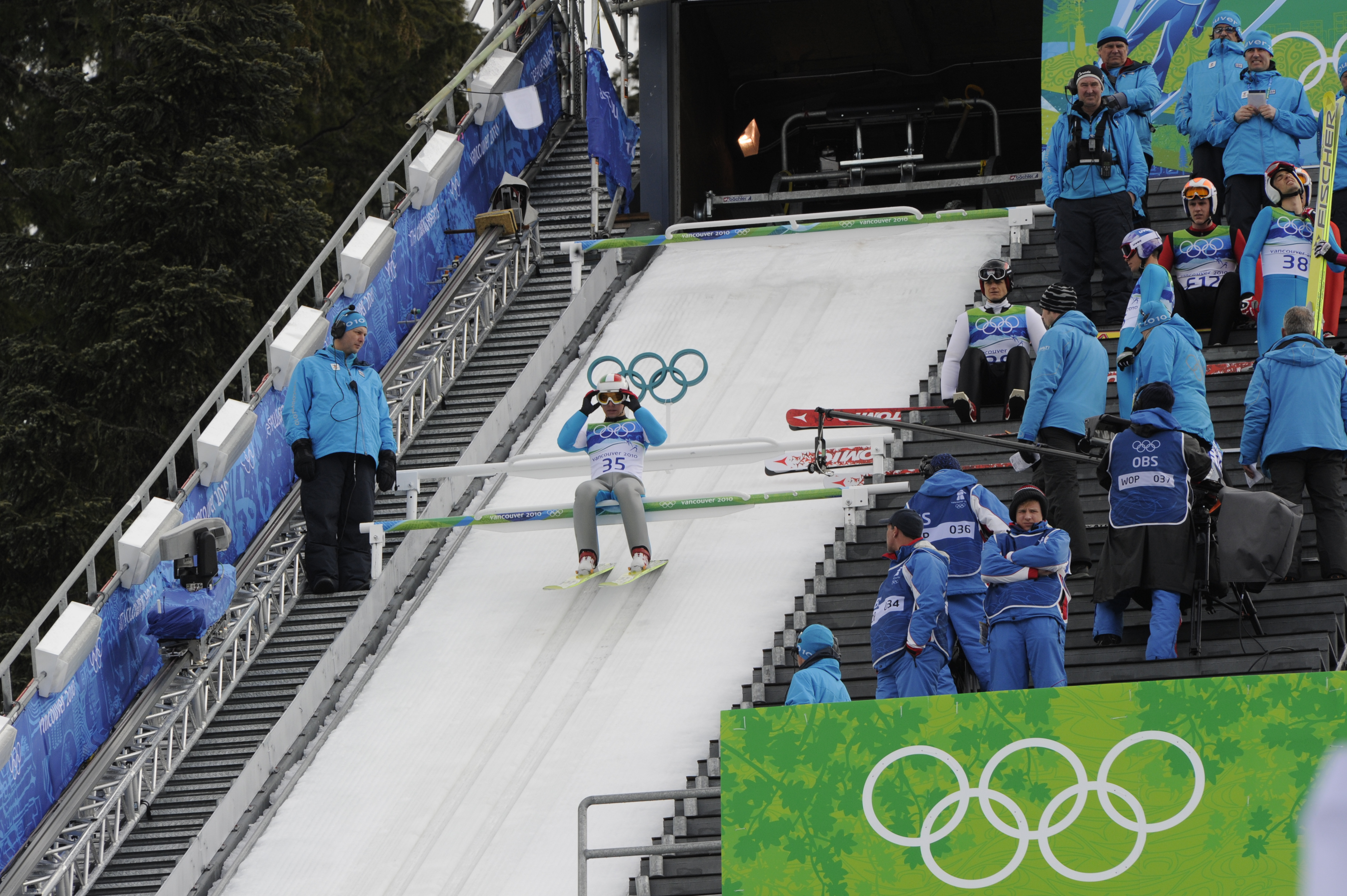 WHISTLER OLYMPIC PARK, CANADA - FEBRUARY 14: (FRANCE OUT) Alessandro Pittin of Italy takes Bronze medal during the Nordic Combined Individual NH/10km on Day 3 of the 2010 Vancouver Winter Olympic Games on February 14, 2010 in Whistler Olympic Park, Canada. (Photo by Francis Bompard/Agence/Zoom/Getty Images)