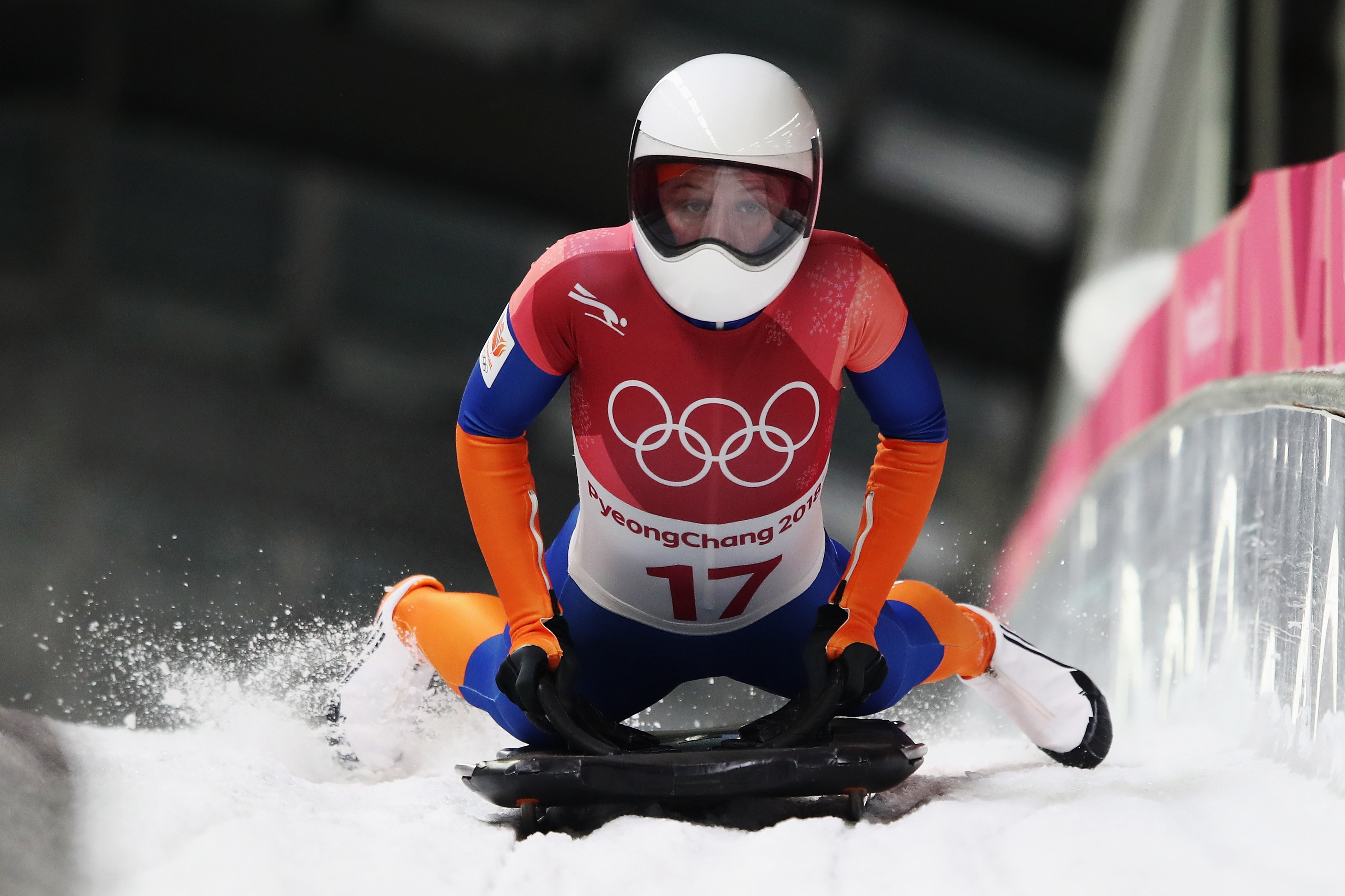 Kimberley Boss all'arrivo della gara femminile di PyeongChang 2018