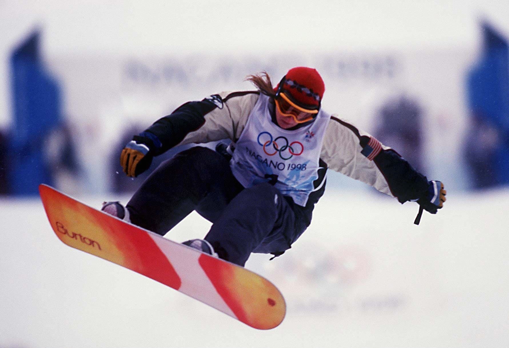 NAGANO 1998 Halfpipe donne 12/02/98, Shannon DUNN (USA) (Foto di Alexander Hassenstein/Bongarts/Getty Images)