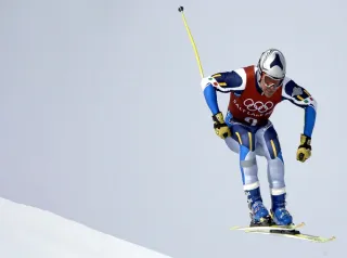 2002 Winter Olympic Games : Salt Lake City, Afdaling, Descante, Downhill, Alpine Skiing, Ski Alpin, Skien, 2/7/2002, Salt Lake City, Utah, United States --- Kristian Ghedina (Italy) During The 2002 Olympic Winter Games Men'S Downhill Training. --- Photo By Tim De Waele/Isosport/Corbisjeux Olympiques D' Hiver, Olympische Spelen, (Photo by Tim De Waele/Getty Images)