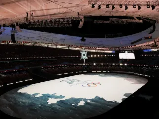 General view inside of the Beijing National Stadium during the Beijing 2022 Winter Olympics Closing Ceremony