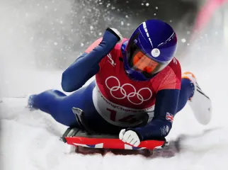 Lizzy Yarnold esulta al termine della prova individuale