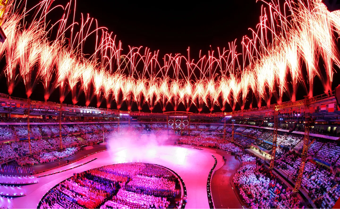 Image of an Olympic opening ceremony in a stadium