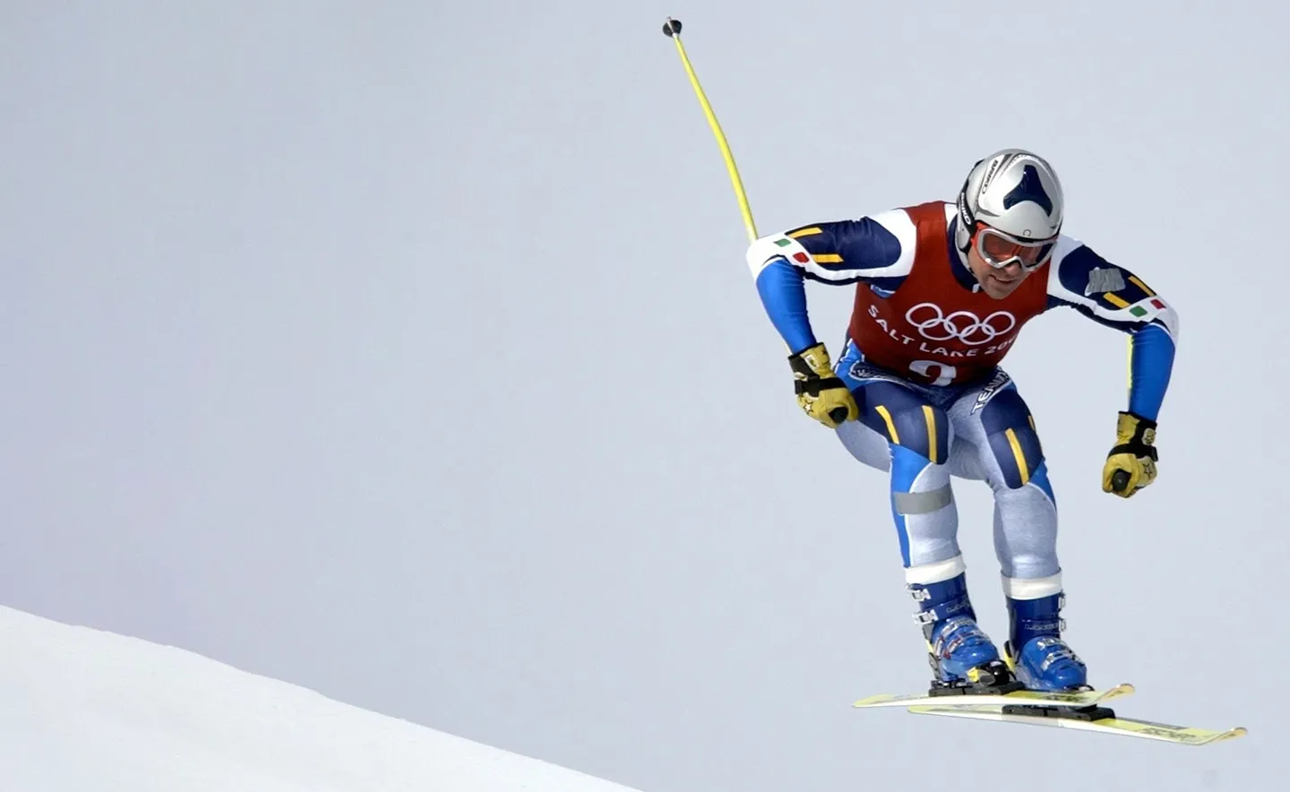 2002 Winter Olympic Games : Salt Lake City, Afdaling, Descante, Downhill, Alpine Skiing, Ski Alpin, Skien, 2/7/2002, Salt Lake City, Utah, United States --- Kristian Ghedina (Italy) During The 2002 Olympic Winter Games Men'S Downhill Training. --- Photo By Tim De Waele/Isosport/Corbisjeux Olympiques D' Hiver, Olympische Spelen, (Photo by Tim De Waele/Getty Images)